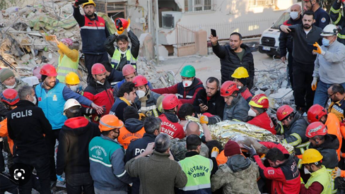 Rescuers working tirelessly to save lives